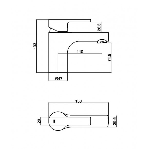 Kazoeco Mitigeur Lavabo Bas Chrome