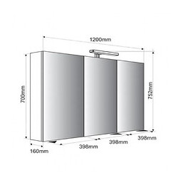 Armoire Miroir De Toilette Éclairante 120 Cm Juno 3 Portes Tryptique