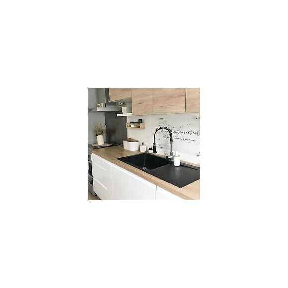 Lisse Évier Réversible 1 Grande Cuve 1 Égouttoir En Résine Noir