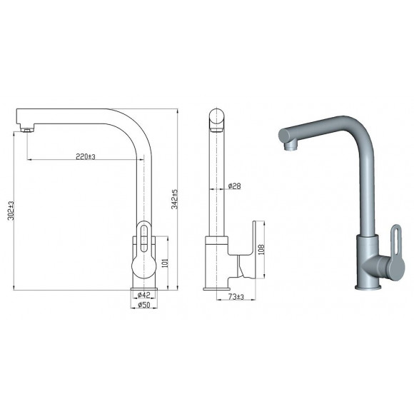 Nautileco Mitigeur Évier Chrome Avec Poignée Ajourée