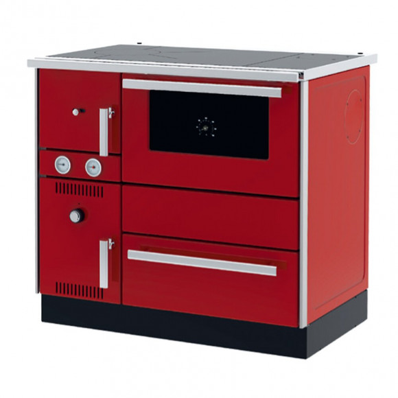 Cuisinière Bois Chauffage (7,44 Kw) + Bouilleur (20,1 Kw) Sannover 27 Kw Rouge