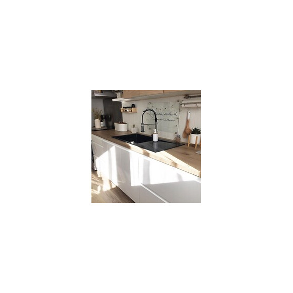 Lisse Évier Réversible 1 Grande Cuve 1 Égouttoir En Résine Noir