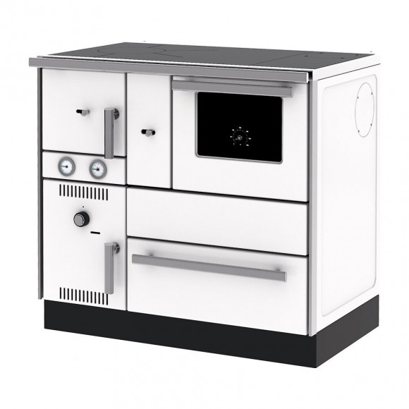 Cuisinière Bois Chauffage (7,44 Kw) + Bouilleur (20,1 Kw) Sannover 27 Kw Blanc
