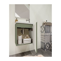 Ensemble Lave Mains Avec Miroir Porto Vert De Gris