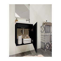 Pack Lave Mains Avec Miroir Porto Noir Brillant - Marque Allibert