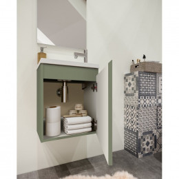 Ensemble Lave Mains Avec Miroir Porto Vert De Gris
