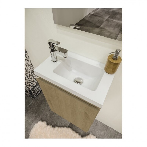 Ensemble Lave Mains Avec Miroir Porto Couleur Chêne Hamilton