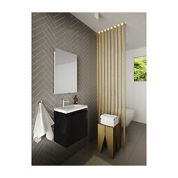 Pack Lave Mains Avec Miroir Porto Noir Brillant - Marque Allibert