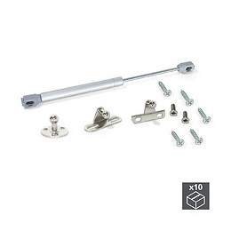 Emuca Piston Pour Portes Relevables, Force 5 Kg, Parcours 80 Mm, Avec Fixation, Gris Métallisé, 10 Ut.