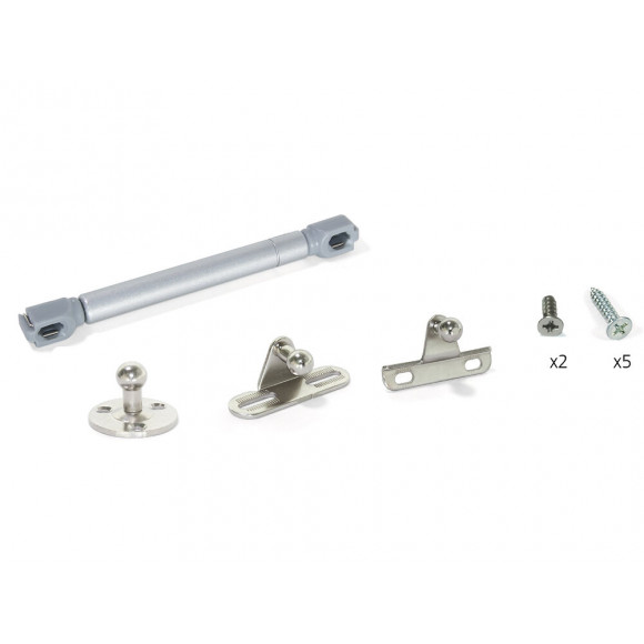 Emuca Piston Pour Porte Abattante, Force 12 Kg, Parcours 80 Mm, Avec Fixation, Gris Métallisé, 10 Ut.