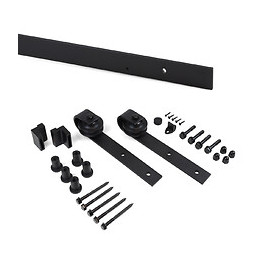 Emuca Système Barn De Porte Coulissante En Bois Suspendue, Sans Fermeture Amortie, Peint En Noir, Acier Et Plastique