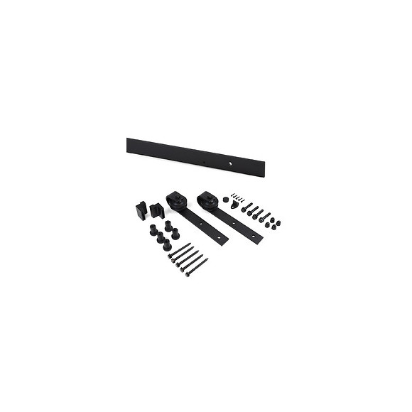 Emuca Système Barn De Porte Coulissante En Bois Suspendue, Sans Fermeture Amortie, Peint En Noir, Acier Et Plastique