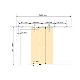 Emuca Système Barn De Porte Coulissante En Bois Suspendue, Avec Fermeture Amortie, Peint En Noir, Acier Et Plastique