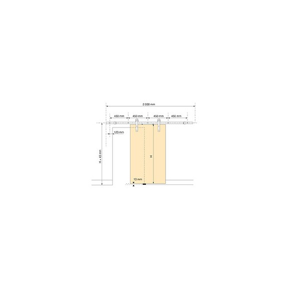 Emuca Système Barn De Porte Coulissante En Bois Suspendue, Avec Fermeture Amortie, Peint En Noir, Acier Et Plastique