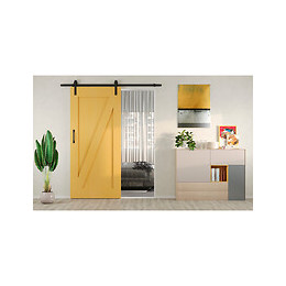 Emuca Système Barn De Porte Coulissante En Bois Suspendue, Sans Fermeture Amortie, Peint En Noir, Acier Et Plastique