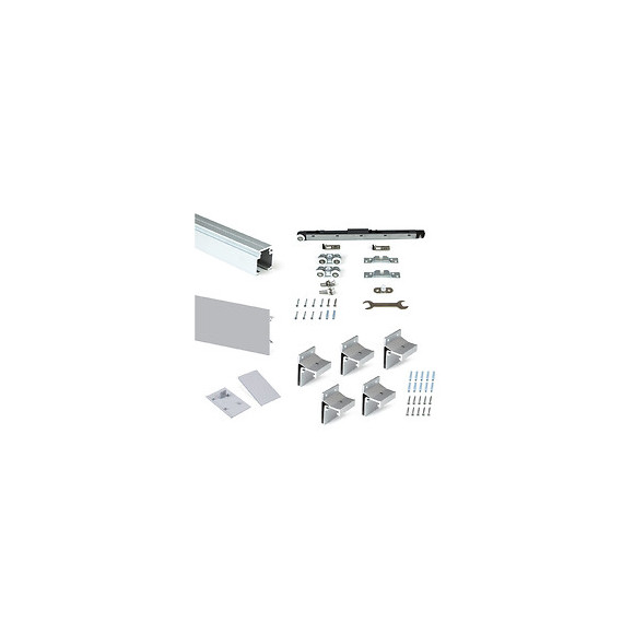 Emuca Système Railway De Porte Coulissante Suspendue En Bois Avec Fermeture Amortié., 80, Anodisé Mat, Aluminium