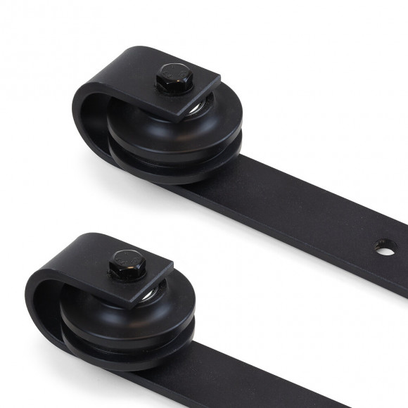 Emuca Système Barn De Porte Coulissante En Bois Suspendue, Sans Fermeture Amortie, Peint En Noir, Acier Et Plastique