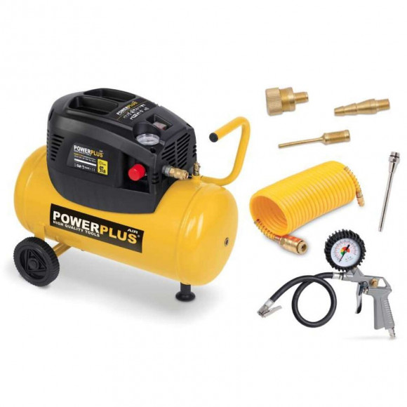 Compresseur D'air Powerplus 24l 1100w + Accessoires