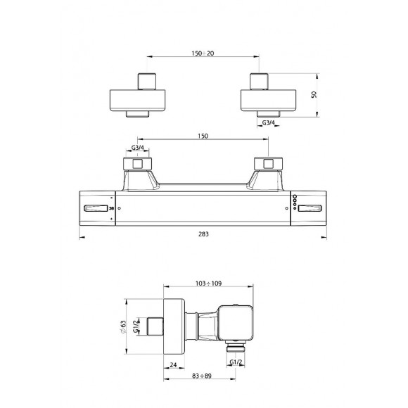 Voluto Mitigeur Douche Thermostatique Chromé