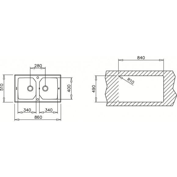 Expression Lux 2 Cuves 86 Verre Noir & Inox Poli