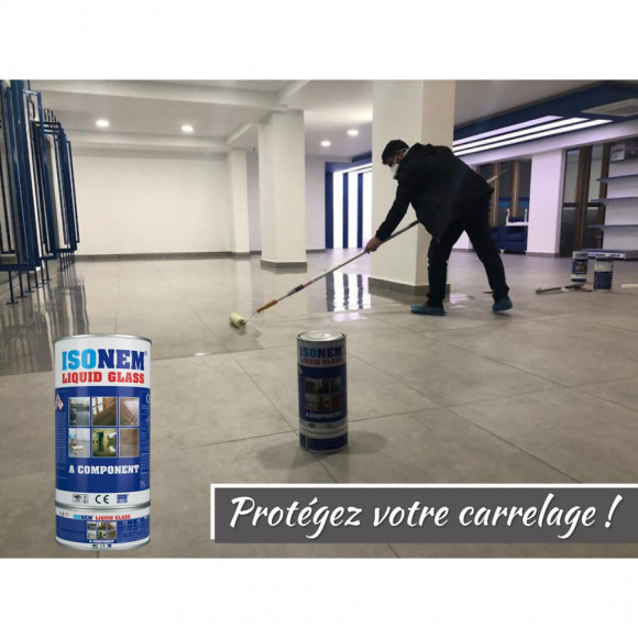 Résine Sol Intérieur/extérieur - Vernis Étanche Aux Liquides - Brillant Et Transparent - Alfas - Isonem Liquid Glass - 4 Kg