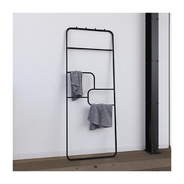 Porte Serviette - 176x60x1.6 Cm - Metal - Noir Mat - Support - Type Atelier - Puzzle Dark Design