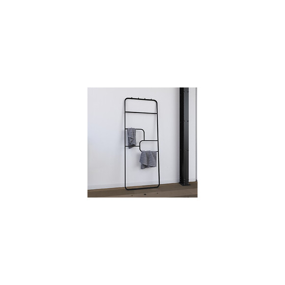 Porte Serviette - 176x60x1.6 Cm - Metal - Noir Mat - Support - Type Atelier - Puzzle Dark Design