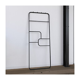 Porte Serviette - 176x60x1.6 Cm - Metal - Noir Mat - Support - Type Atelier - Puzzle Dark Design