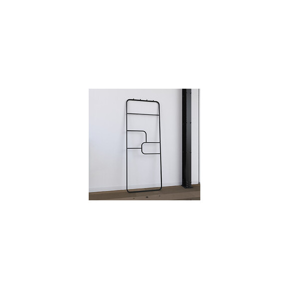 Porte Serviette - 176x60x1.6 Cm - Metal - Noir Mat - Support - Type Atelier - Puzzle Dark Design