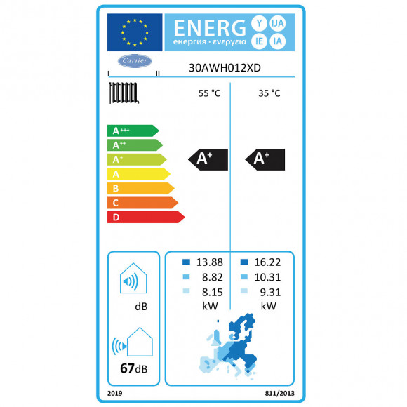 Pompe À Chaleur Air / Eau Monobloc Aquasnap Carrier 12 Kw Triphasé Avec Kit Hydraulique