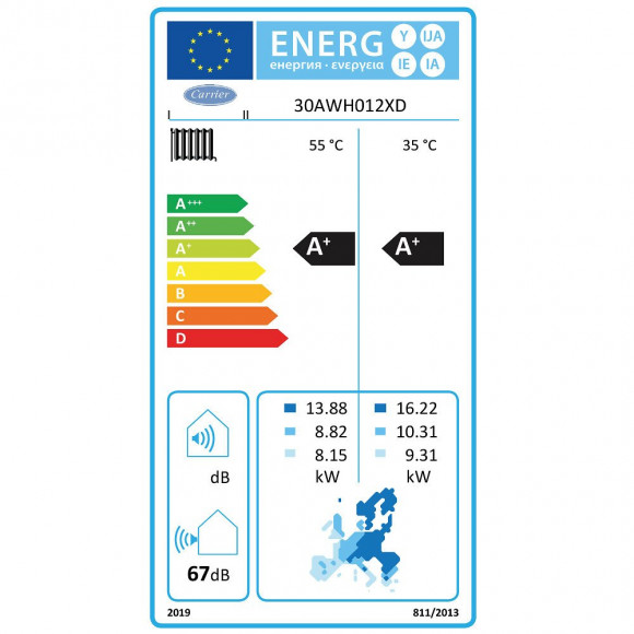 Pompe À Chaleur Air / Eau Monobloc Aquasnap Carrier 12 Kw Monophasé