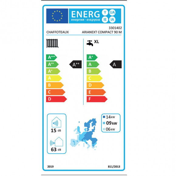 Pompe À Chaleur Connecté Air / Eau Monobloc Arianext Compact M Avec Appoint Électrique Chaffoteaux 9 Kw Monophasé