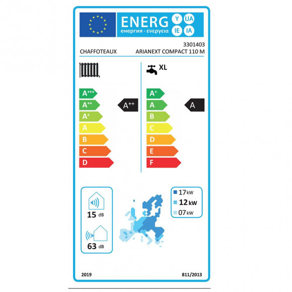 Pompe À Chaleur Connecté Air / Eau Monobloc Arianext Compact M Avec Appoint Électrique Chaffoteaux 11 Kw Monophasé