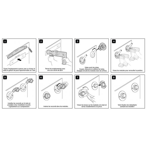 Kit Complet Fixation Robinetterie Bain Douche- Multicouche Ø16 - Rac Sert F15/21