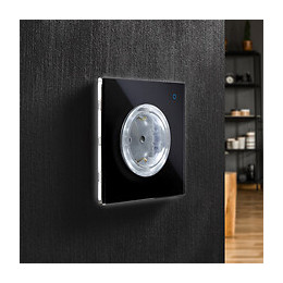 Iotty-prise De Courant 2p+t Tactile Connecté Wifi En Verre Noir