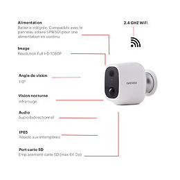 Daewoo Caméra Intérieure/extérieure Batterie W501 Full Hd 