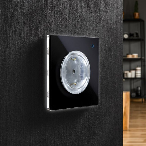 Iotty-prise De Courant 2p+t Tactile Connecté Wifi En Verre Noir