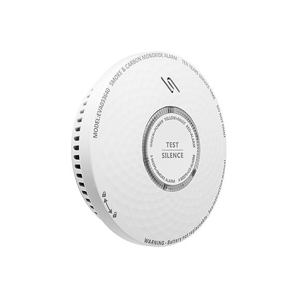 Evacuate-détecteur Combiné De Fumée Et De Monoxyde De Carbone Autonomie 10 Ans Garantie 3 Ans