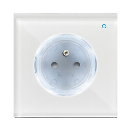 Iotty-prise De Courant 2p+t Tactile Connecté Wifi En Verre Blanc