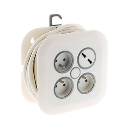 Enrouleur Domestique 3 Prises 2p+t 16a + 2x Usb - 7m - Zenitech