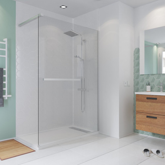 Paroi de douche à l'italienne largeur 140 cm en verre 8 mm transparent