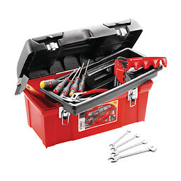 Caisse à outils polypropylène + 20 outils FACOM