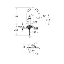 Mitigeur De Cuisine Eurosmart Grohe À Bec Rond