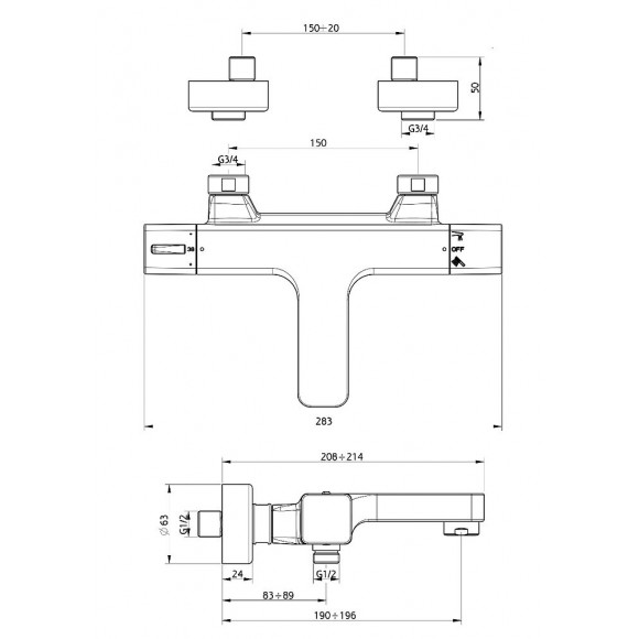 Voluto Mitigeur Bain-douche Thermostatique Chromé