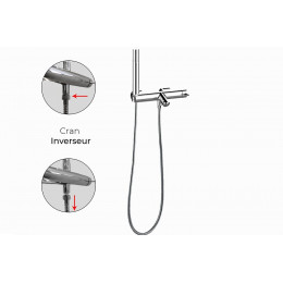 Combi Baindouche Mécanique Chromé Avec Douchette Et Flexible