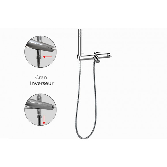 Combi Baindouche Mécanique Chromé Avec Douchette Et Flexible