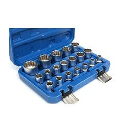 Dcraft - Jeu De Douilles Torx - 19 Pièces - Set De Douilles Professionnel En Valise - Bleu