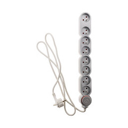 Bloc Home 8 Prises 16a 2p+t Avec Interrupteur Et Fiche Parafoudre - Silver - Câble Ho5vv-f 3g1 1,5m