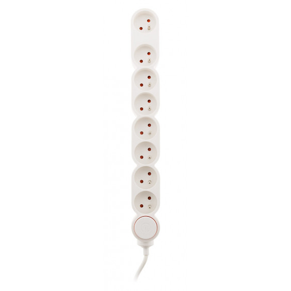 Bloc Home 8 Prises 16a 2p+t Avec Interrupteur Et Fiche Parafoudre - Blanc - Câble Ho5vv-f 3g1 1,5m