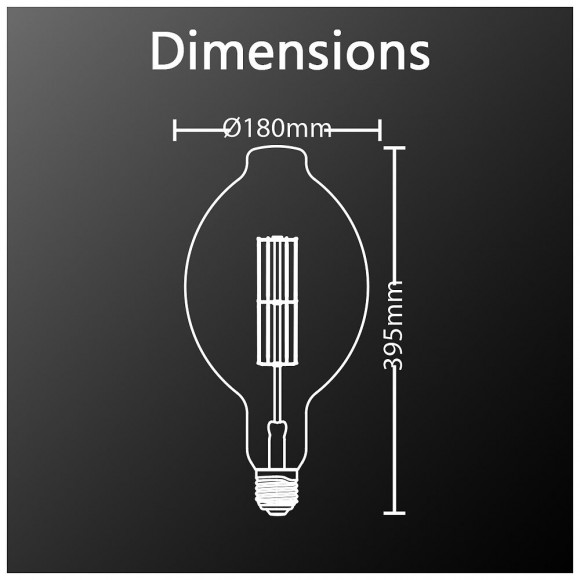 Ampoule Led Giant (bt180) / Vintage Au Verre Ambré, Dimmable, Culot E27, 8w Cons. (60w Eq.), 800 Lumens, Lumière Blanc Chaud